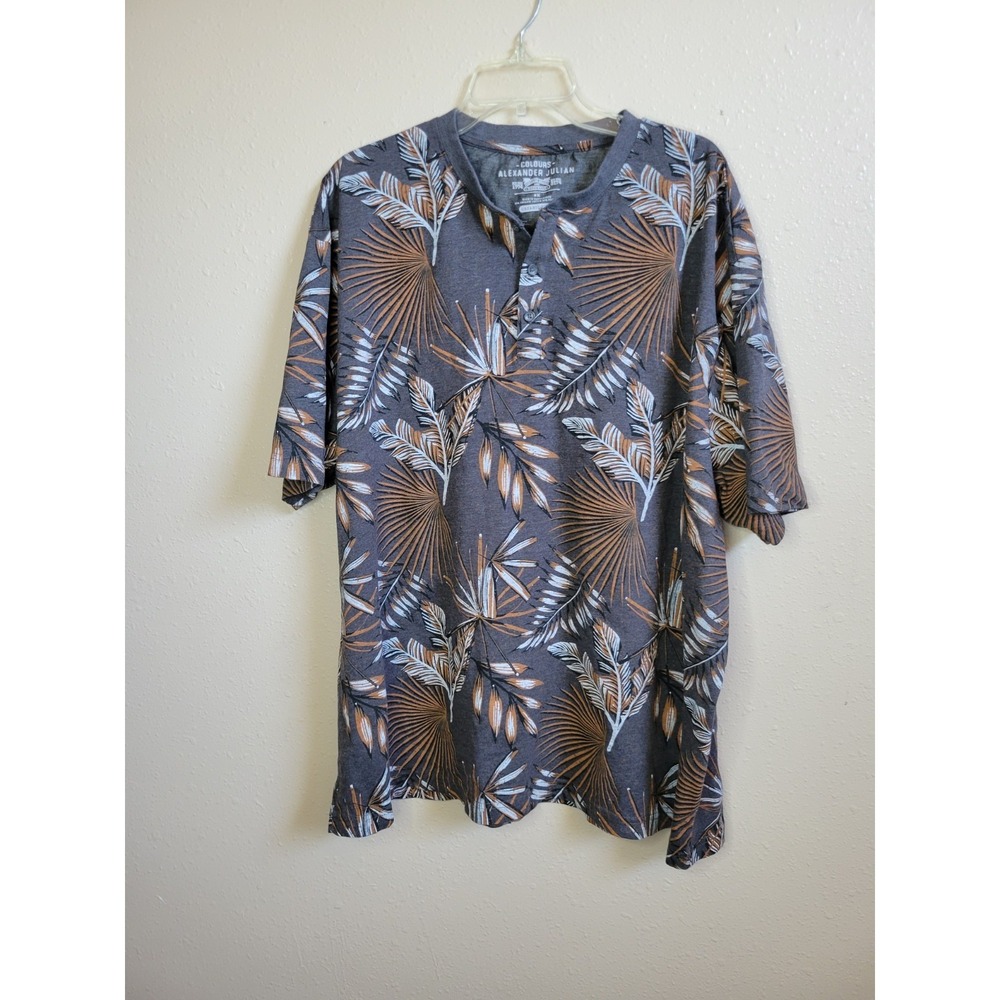 Alexander Julian Colours Men's Orangic Blend Palm Tree Casual Shirt Size - 4X‎